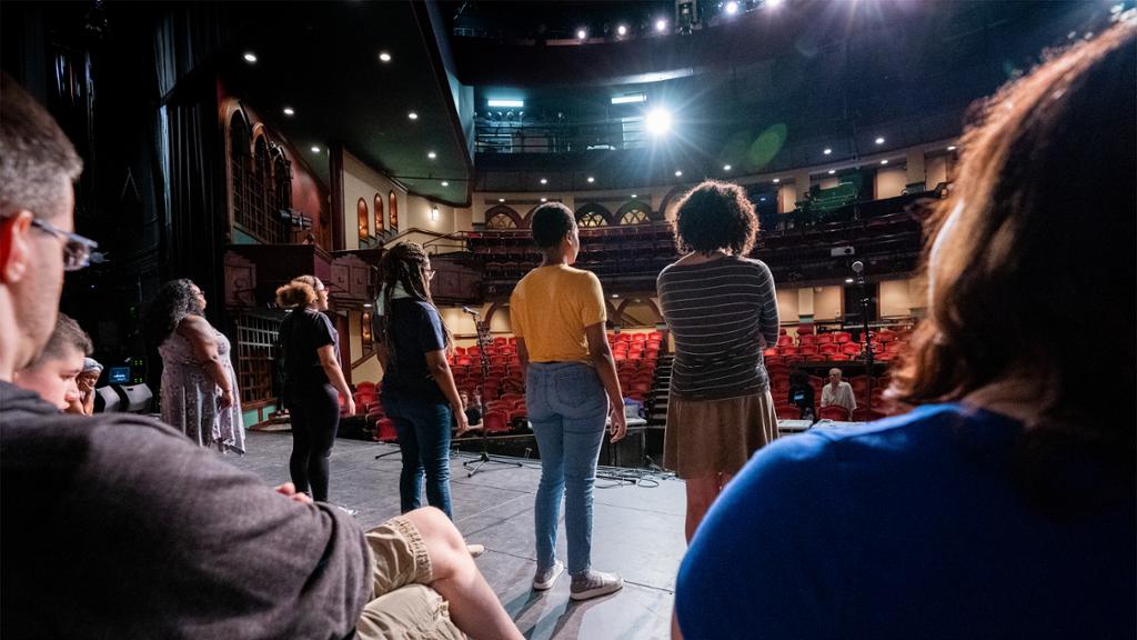 Theatre rehearsal on stage