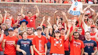 Fans cheer in the stadium stands