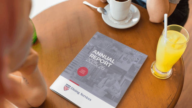 annual report on cafe table