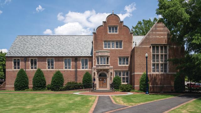 Image of the outside of the refectory building entrance