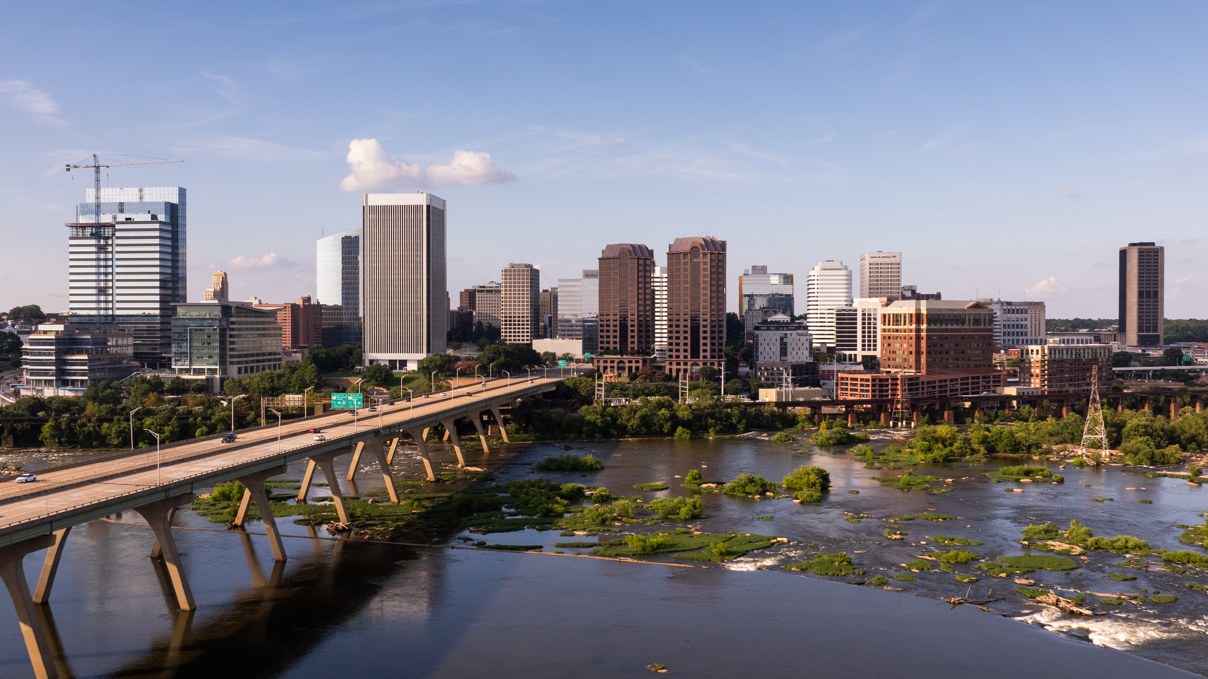 An aerial photo of the city of Richmond during the day