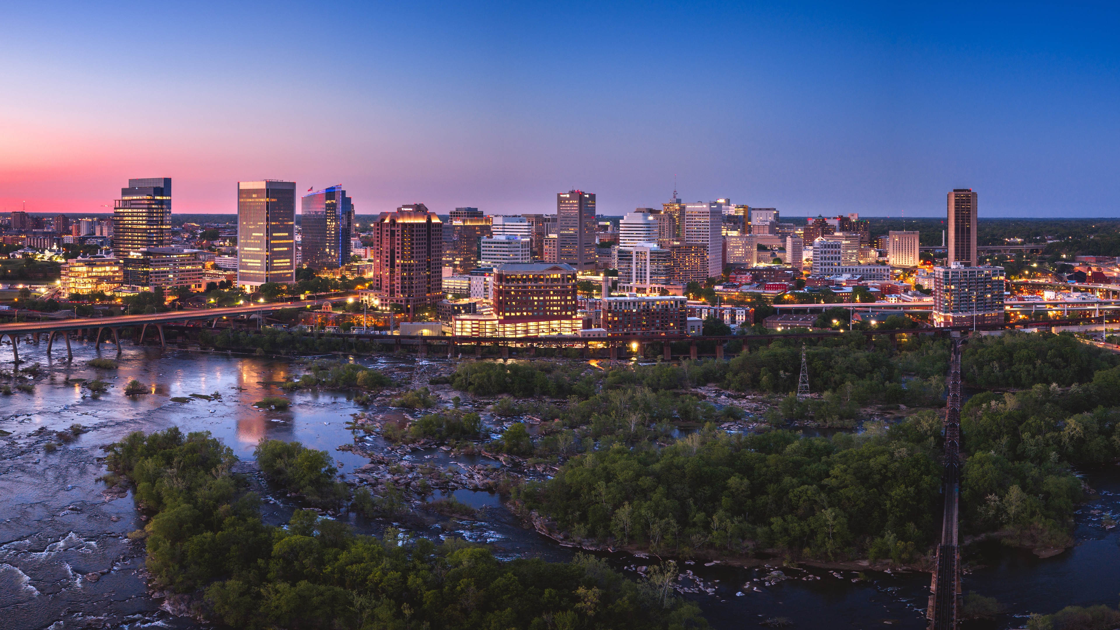 An aerial view of the city of Richmond