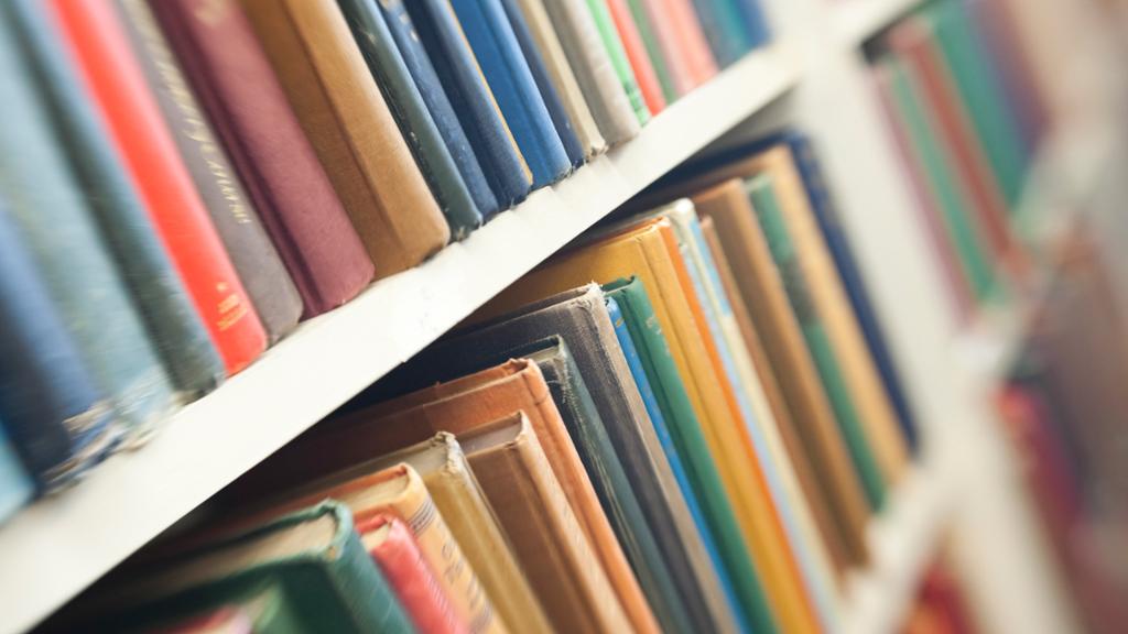 Stock image of a bookshelf containing a variety of books.