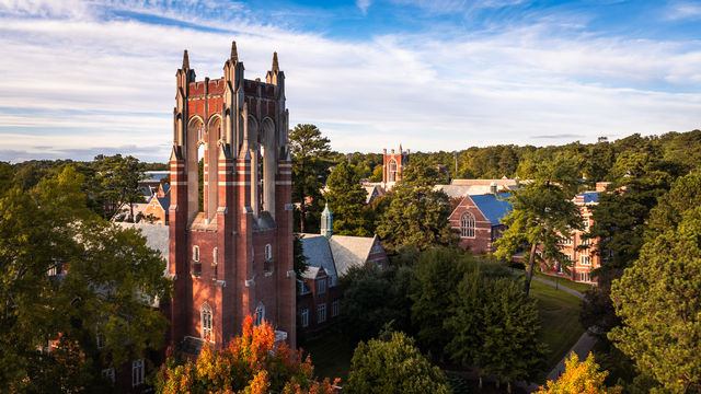 Aerial shot of Boatwright Tower