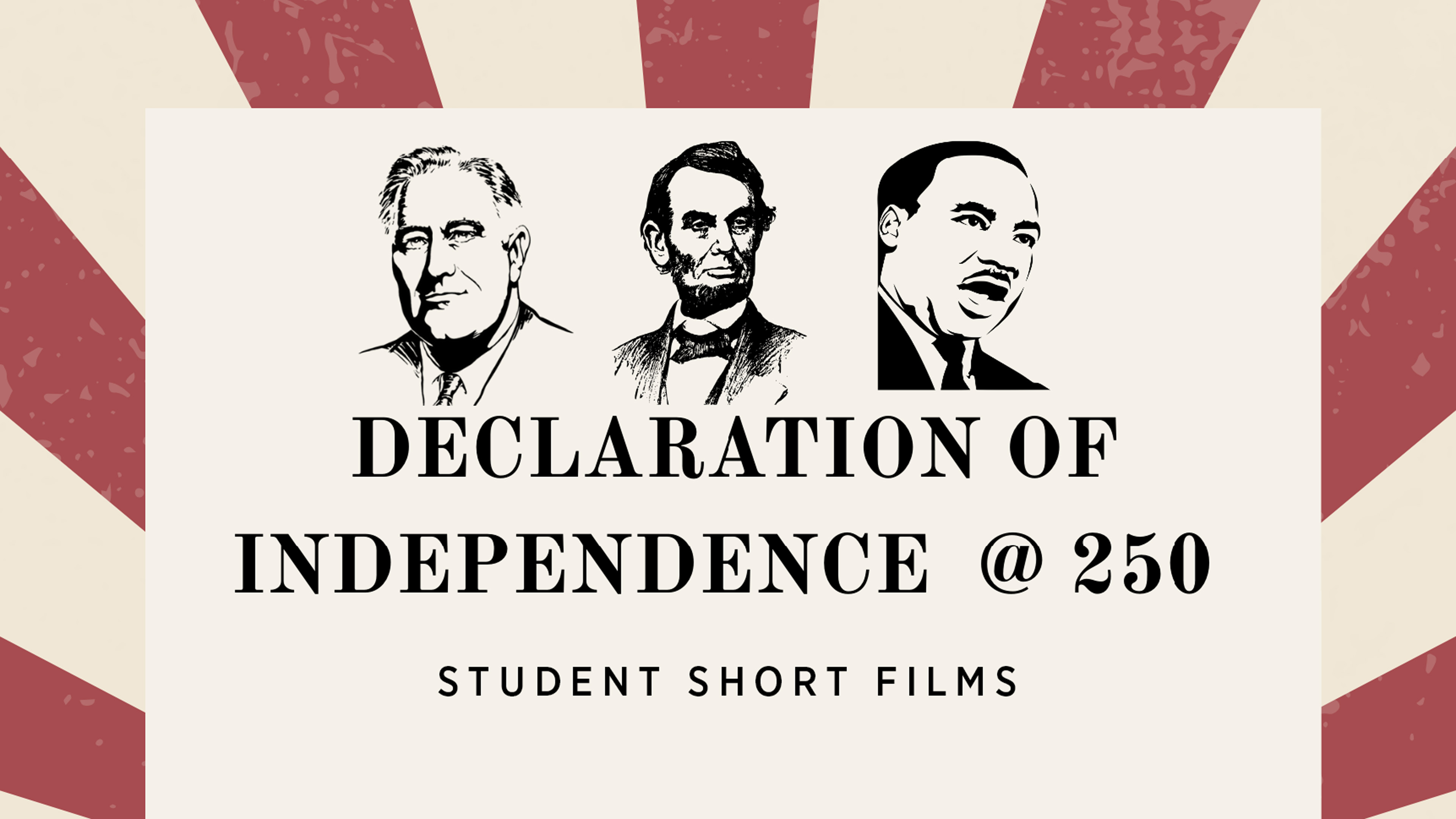 Forging A New Nation graphic with American flag-inspired stripes and busts of FDR, Lincoln, and MLK