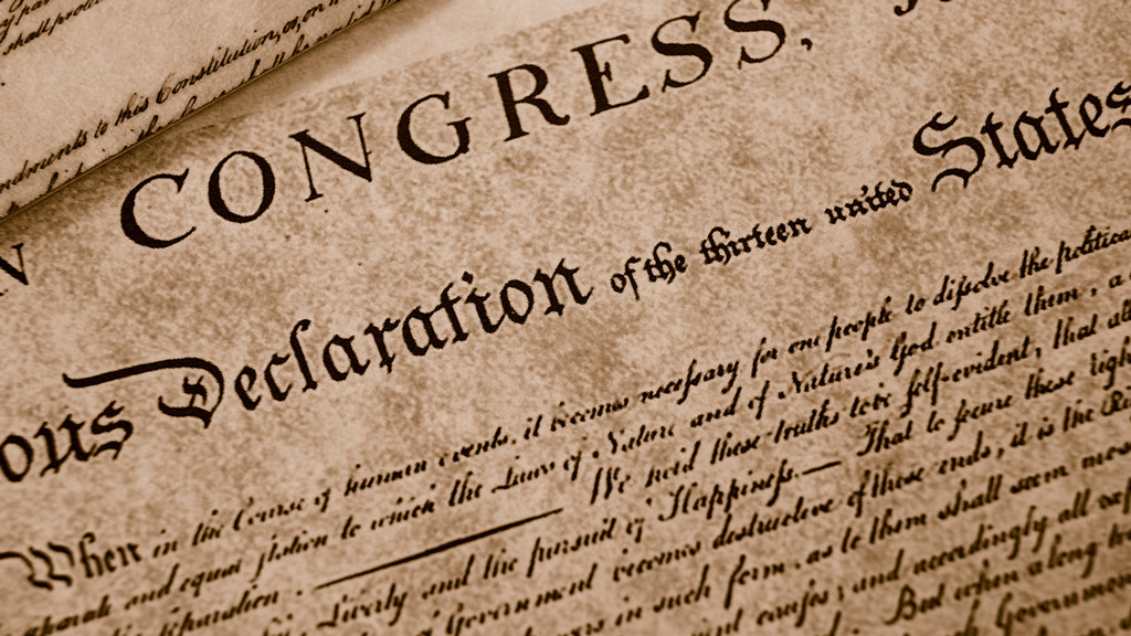 photo of a portion of the Declaration of Independence