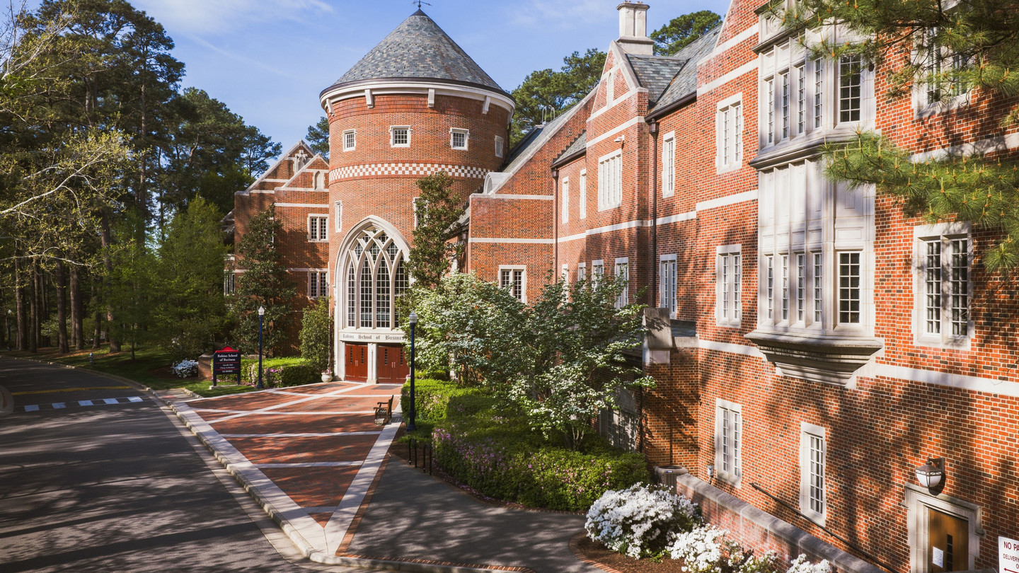 Aerial exterior of Robins School of Business