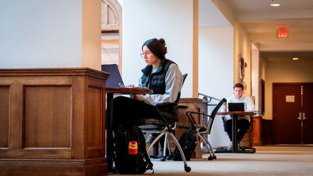 Students studying on laptops