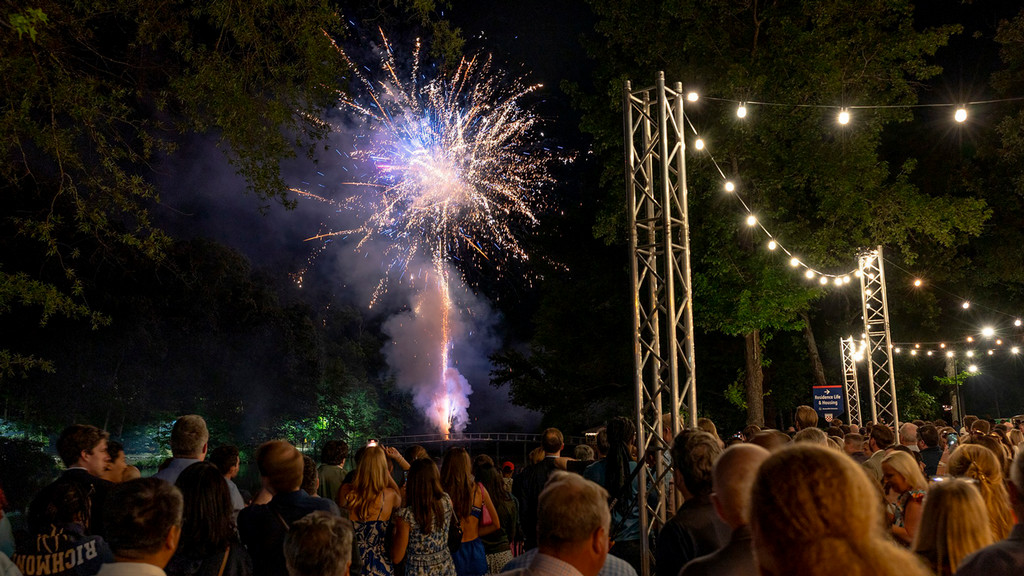 Fireworks over Westhampton Lake during Reunion Weekend 2025