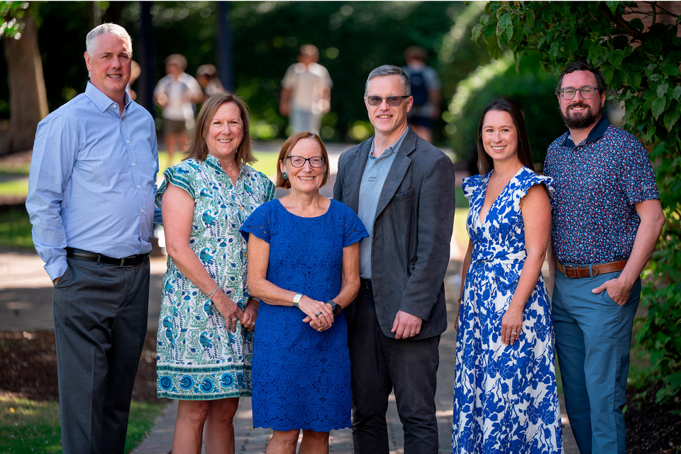 David and Laura Cramer, Dean Sandra Peart, Dr. Christopher von Rueden, Melissa and Alex Cramer