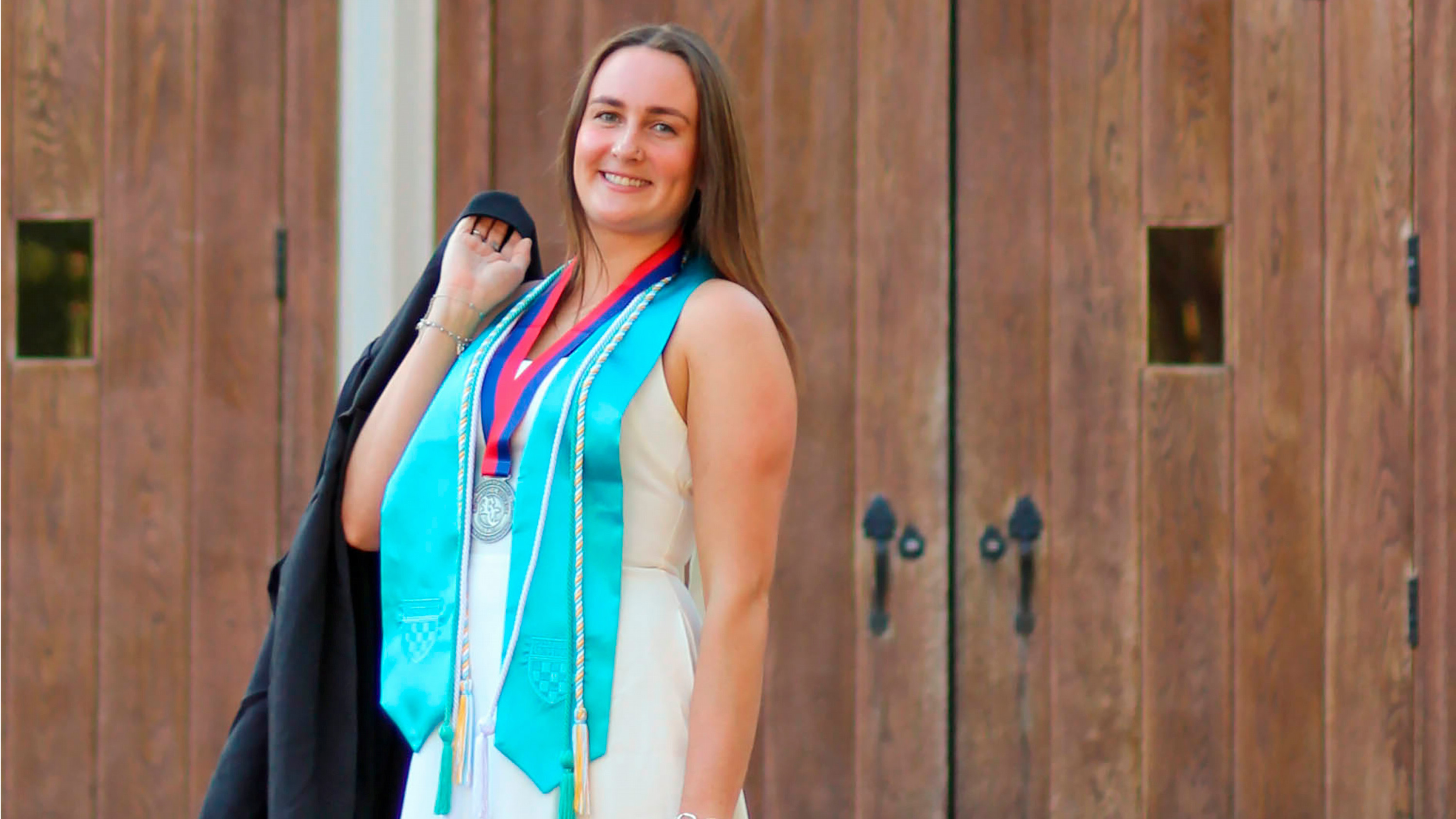 A photo of Emma McCauley on the University of Richmond campus.