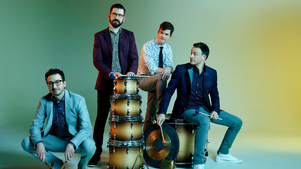 Third Coast Percussion quartet poses with drums