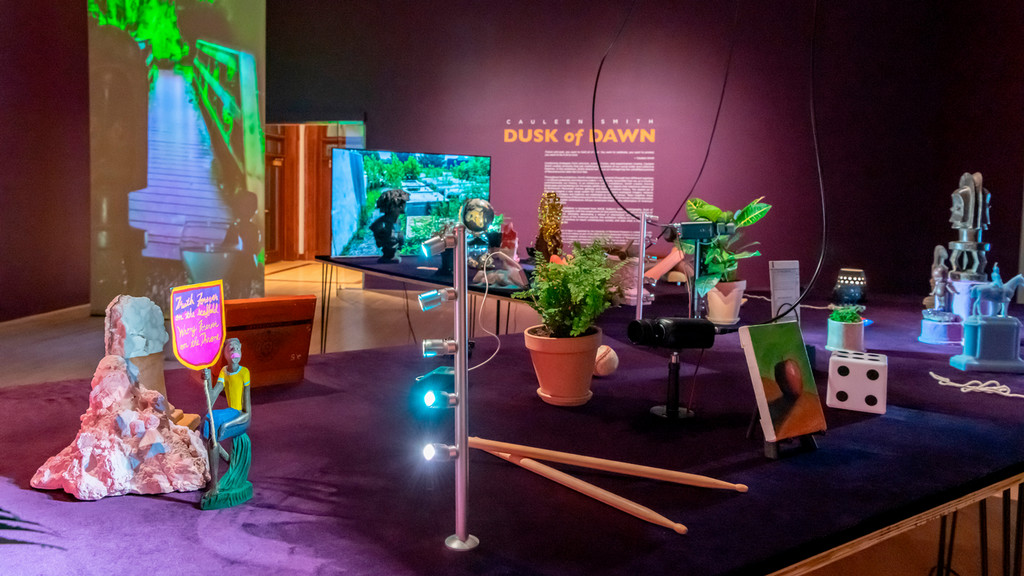 Photo of a portion of the Dusk of Dawn installation, showing found artifacts from Richmond