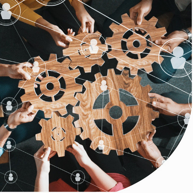 Group of students in outdoor courtyard