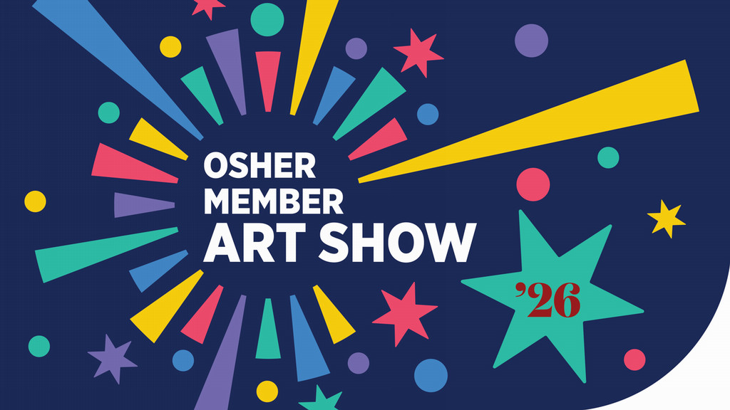 Celebratory illustration and text treatment of Osher Member Art Show 2026