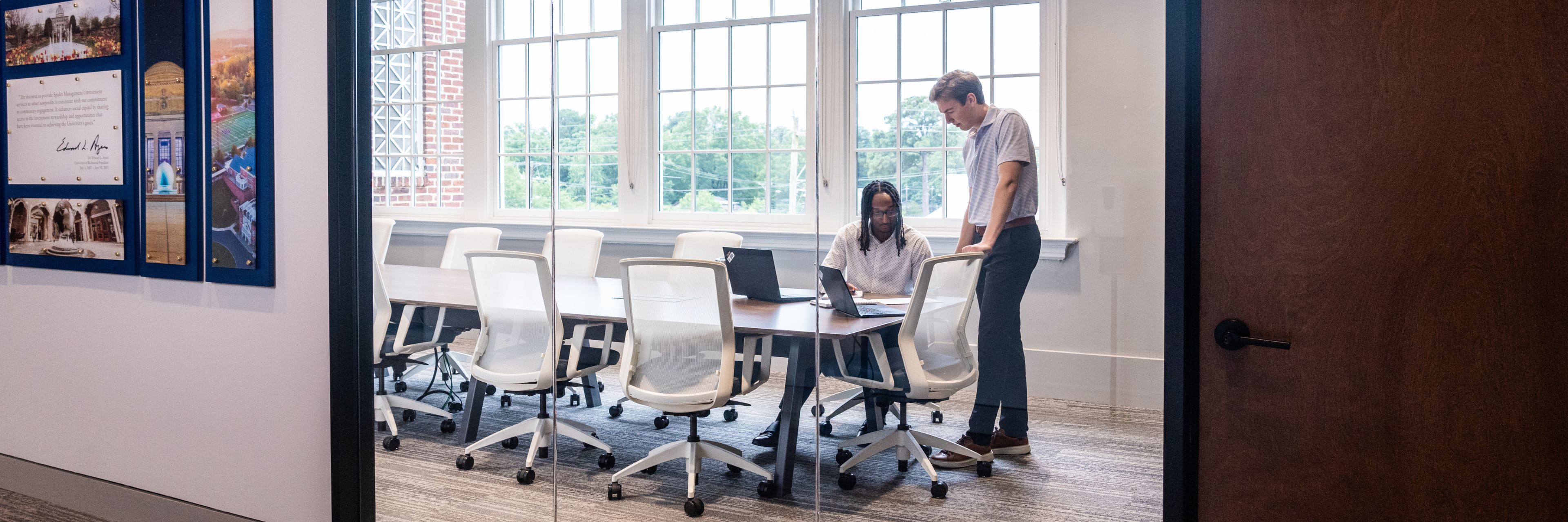 Two people meeting in an office