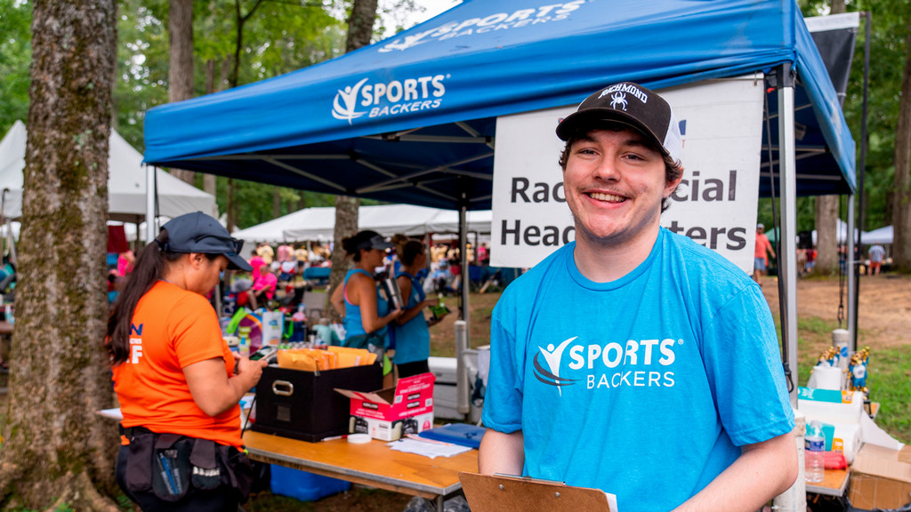 University of Richmond student at internship with Sports Backers