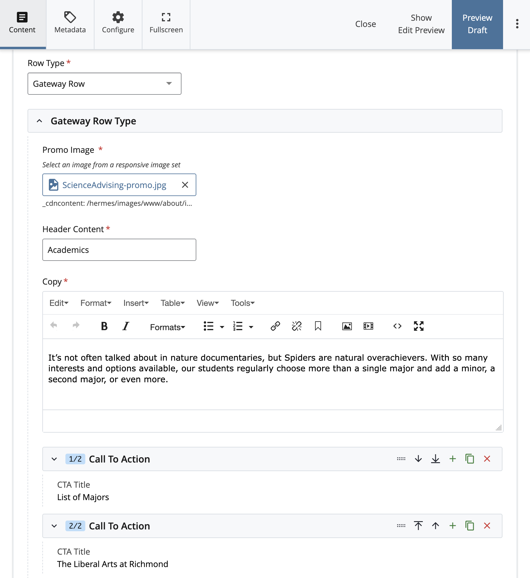 Screenshot of edit menu for a gateway row