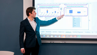 Student giving presentation