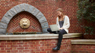 Student working outside