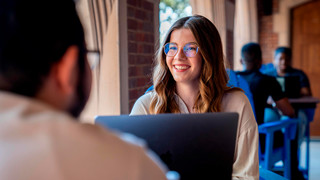 Student meeting outside