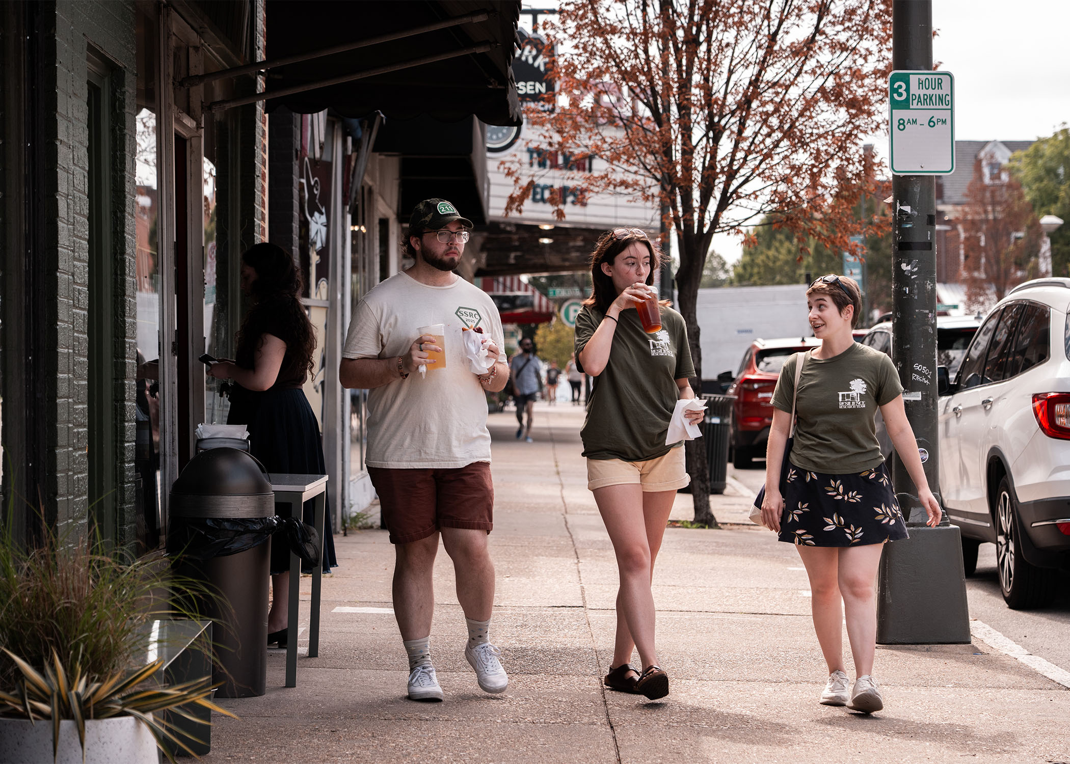 University of Richmond students walking through Carytown in Richmond, VA