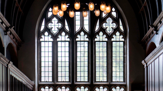 Window inside the Great Hall at the University of Richmond