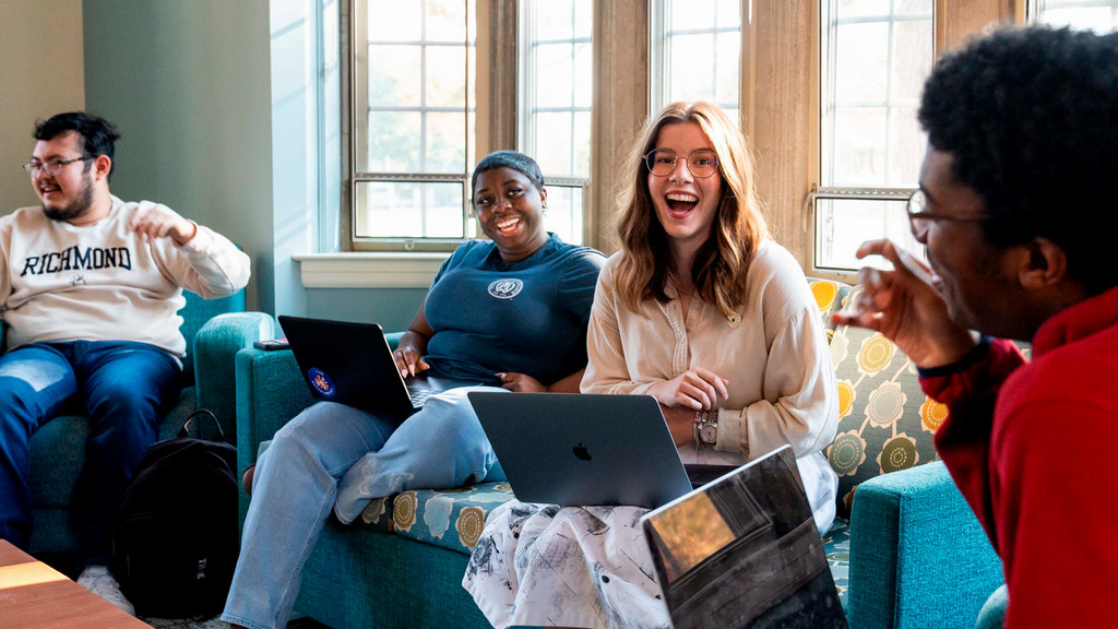 University of Richmond students chatting together