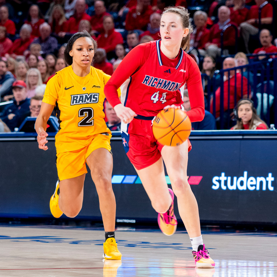 Spider women's basketball forward Maggie Doogan on the court versus VCU.