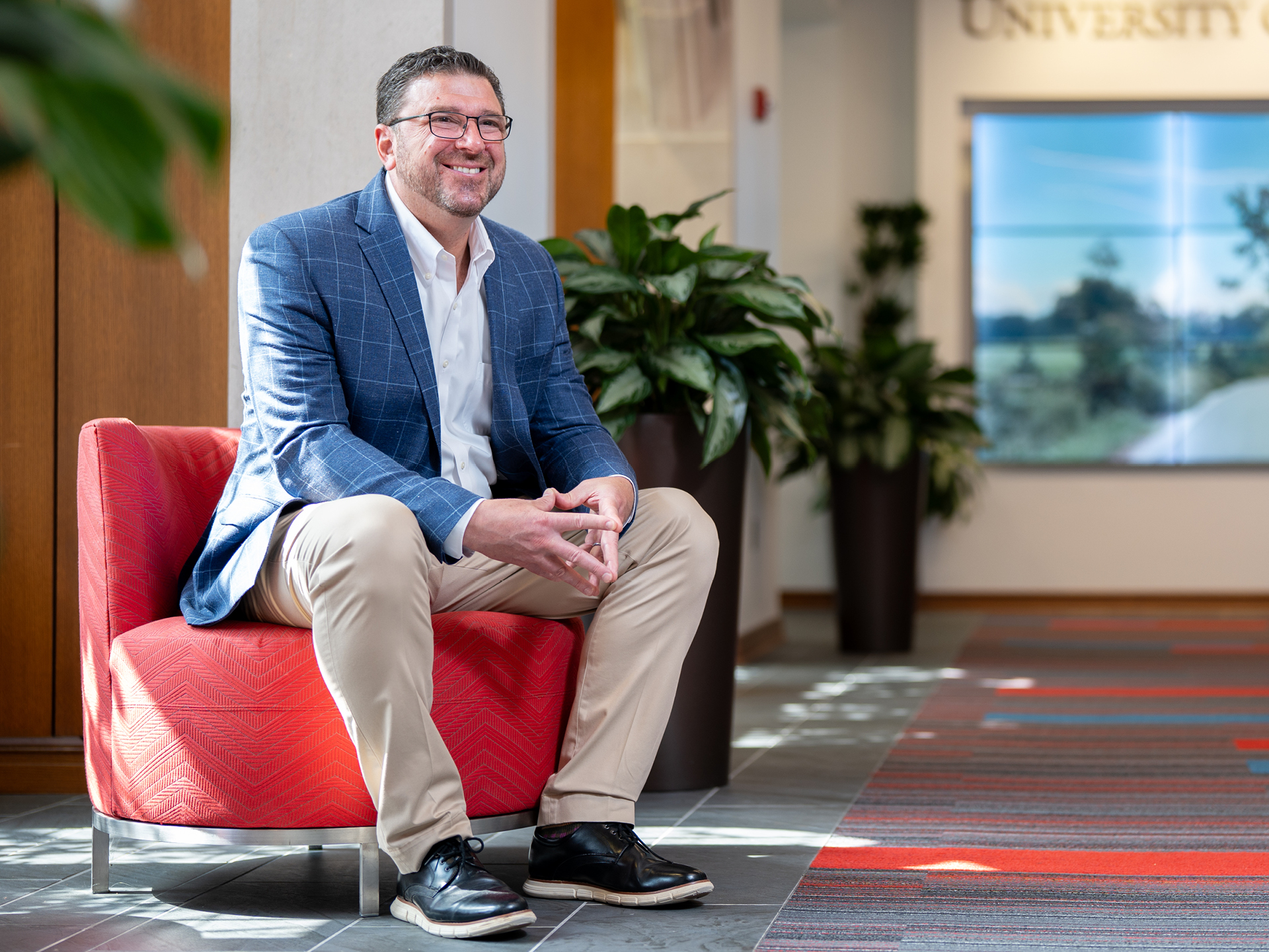Damon Yarnell in the Queally Center for Admission and Career Services at the University of Richmond