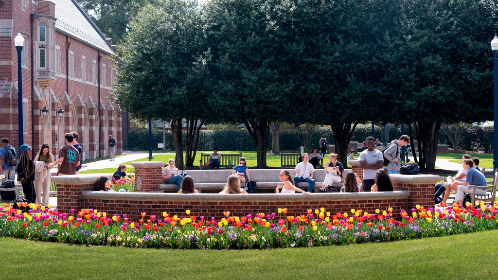 University of Richmond Students Sitting at Stern Quadrangle