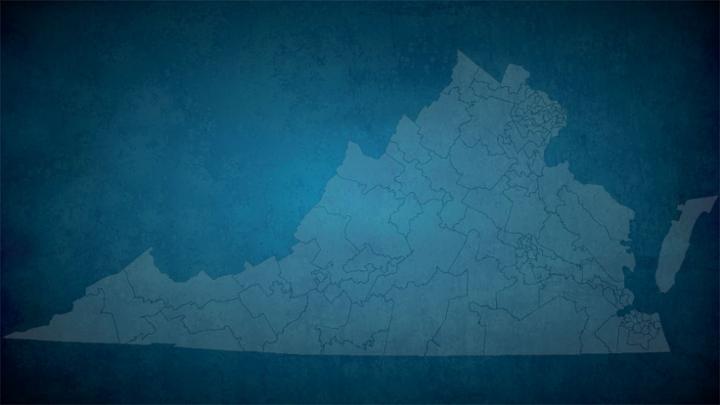 Map of Virginia on a blue background